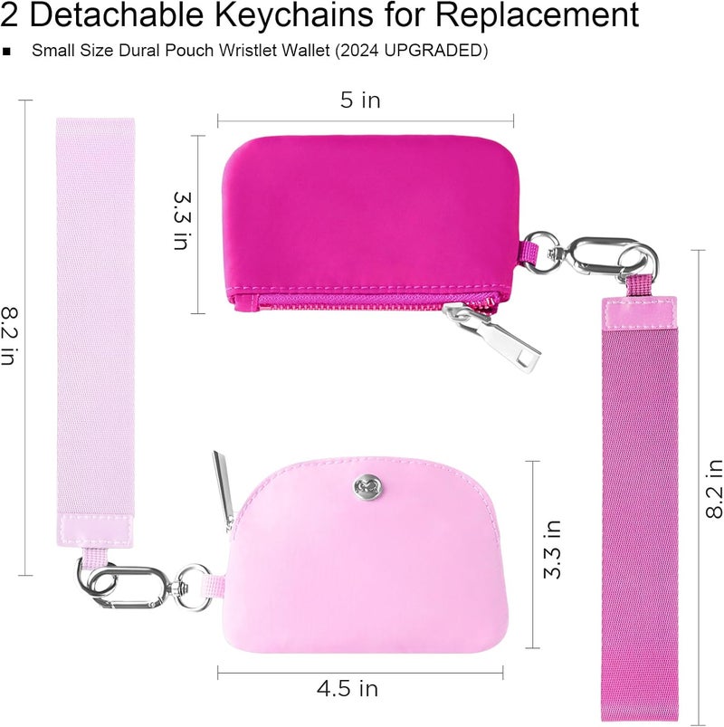 Babysun Mini Zip Around Dual Pouch Wristlet With 2 Straps Wristlet Keychain Wallet for Women Coin Purse Small Cute for Teen Girl - Image 2